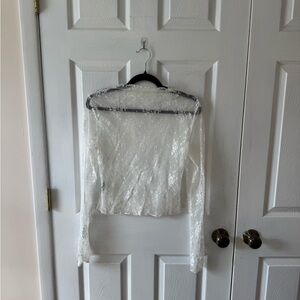 Target White Lace Long Sleeve Sheer Top